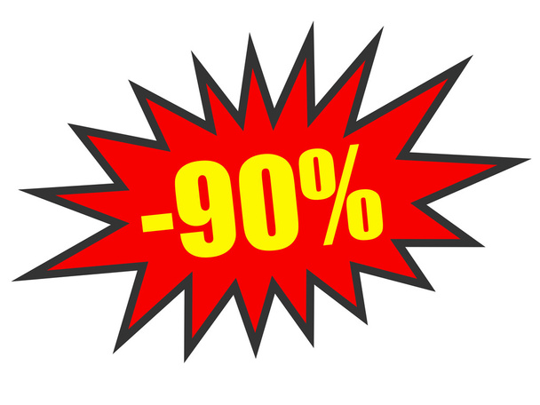 Discount 90 percent off. 3D illustration on white background. - Foto, Imagem