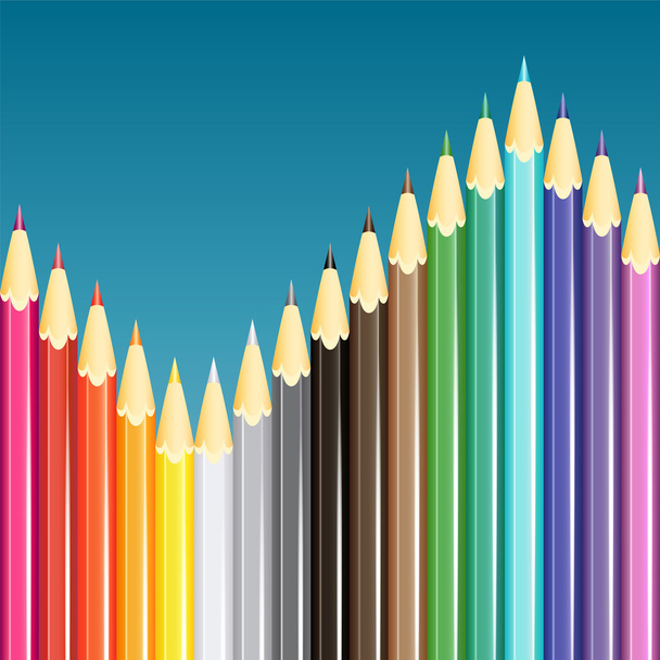 Colorful pencils background. Vector illustration. - Vektör, Görsel