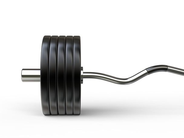 Big barbell weight with curved bar - close seup shot
 - Фото, изображение