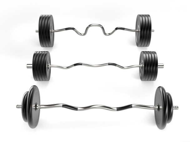 Various barbell weights - top front view - isolated on white background - Photo, Image