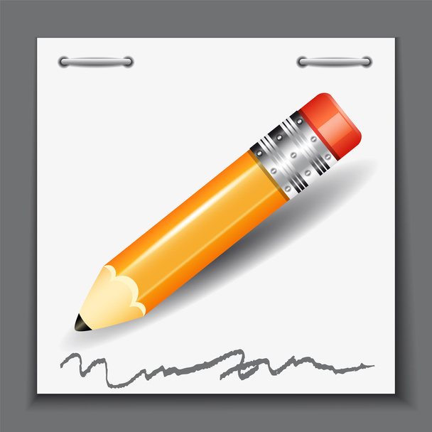 Small pencil on the paper sheet background. - Vector, Imagen