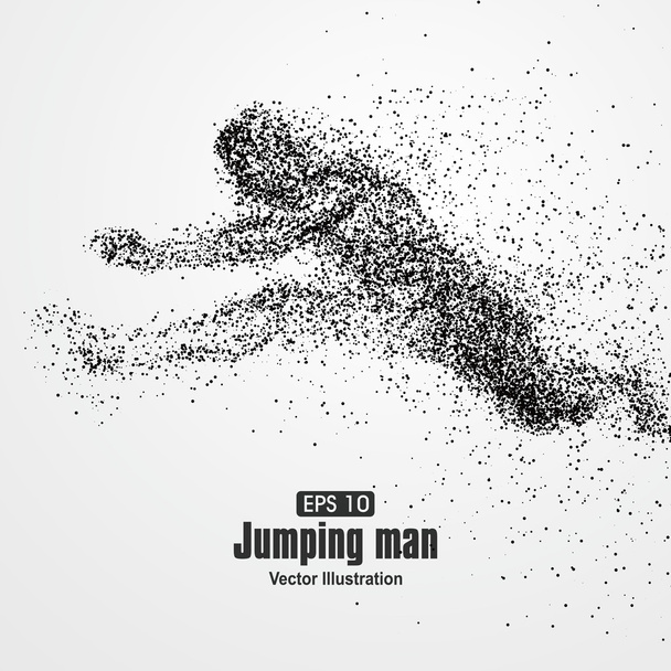 Jumping Man, composizione divergente delle particelle, illustrazione vettoriale
. - Vettoriali, immagini