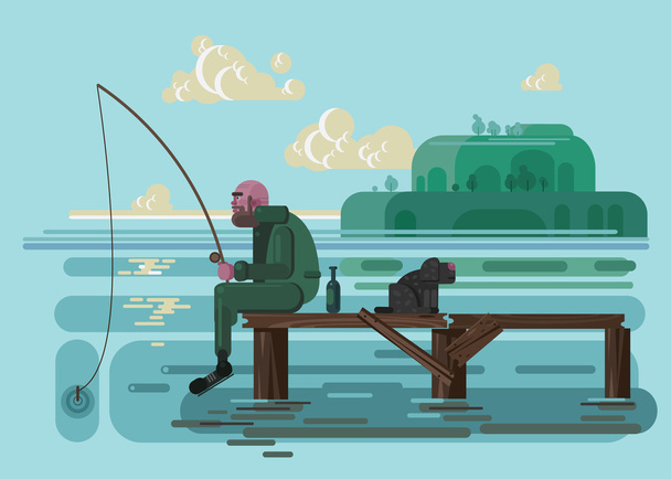 pescador, vector, ilustración
 - Vector, imagen