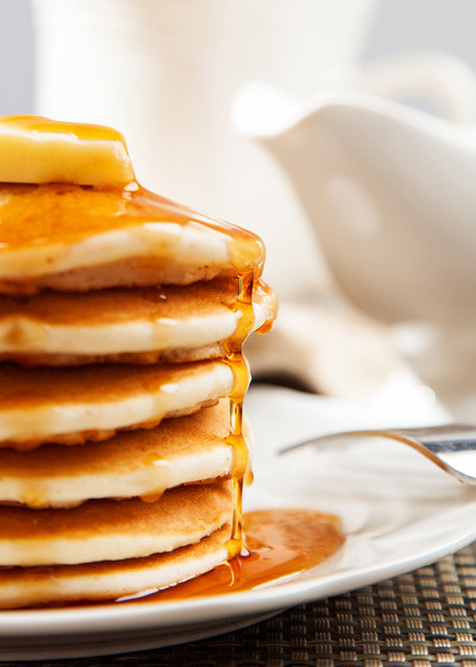 pancakes with maple syrup dripping - Photo, Image