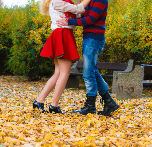 Young couple meet in park on date. - Φωτογραφία, εικόνα