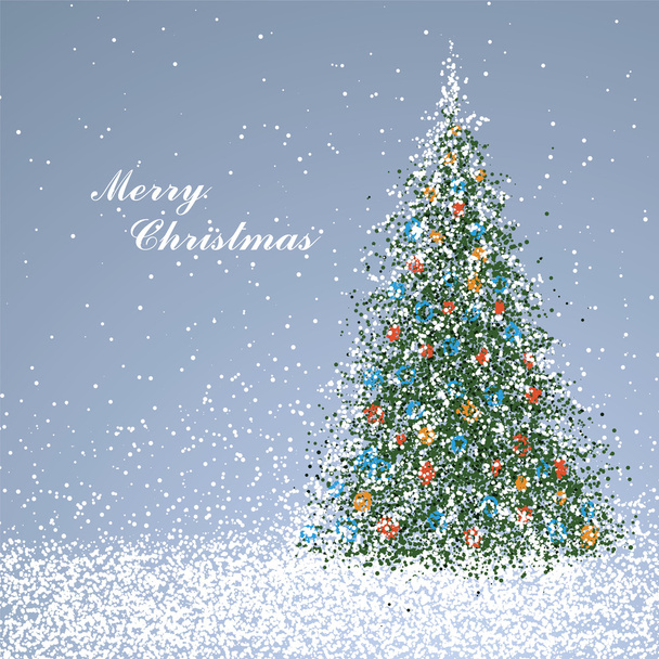 Vánoční stromek složený z částic může být použit jako obal vánočního přání. - Vektor, obrázek
