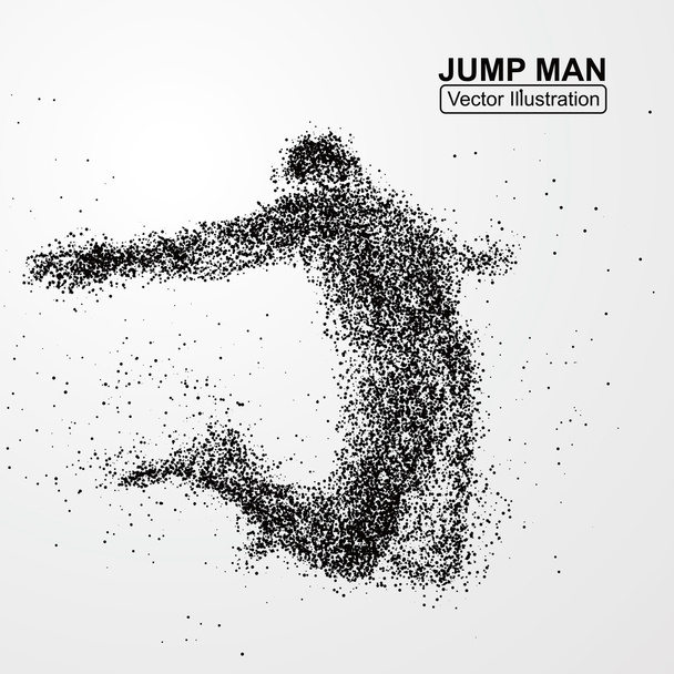 Jump Man, Vektorgrafik aus Teilchen. - Vektor, Bild