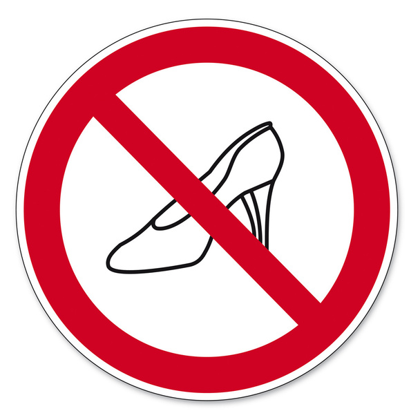 Prohibition signs BGV icon pictogram Trespassing for wearers of shoes with pointed heels - Vector, Image