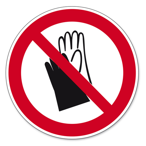 απαγόρευση σημάδια bgv εικονίδιο εικονόγραμμα φοράτε προστατευτικά γάντια, απαγορεύεται - Διάνυσμα, εικόνα
