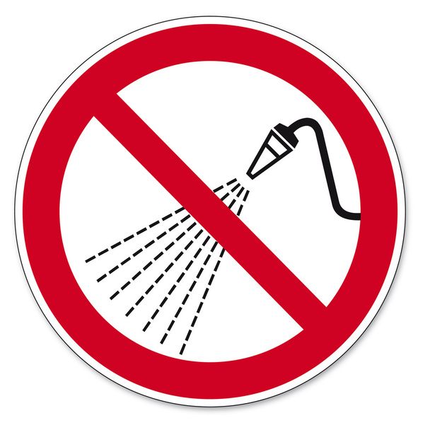 Prohibition signs BGV icon pictogram Prohibited with water spray - Vector, Image