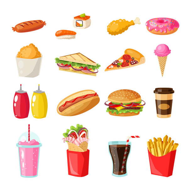 Cartoon illustratie van Fast Food - Vector, afbeelding