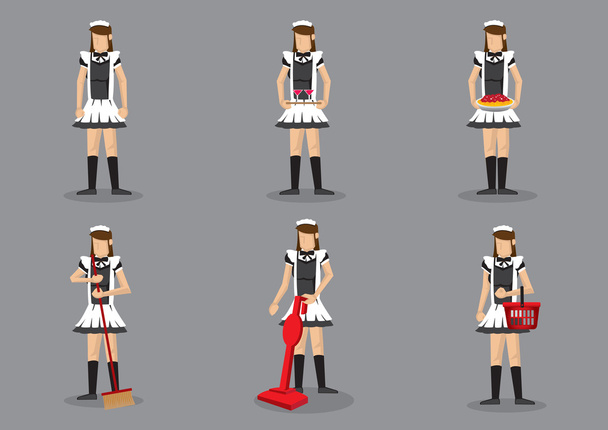 French Maid Vector Character Set - Vector, Image