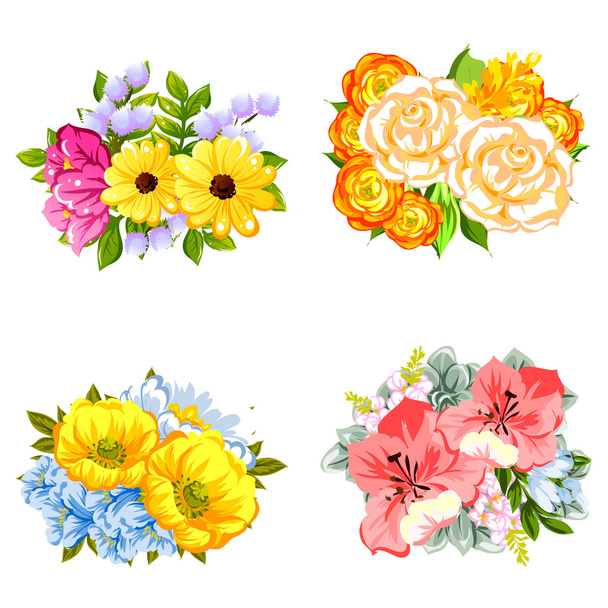Flower bouquets set - Wektor, obraz