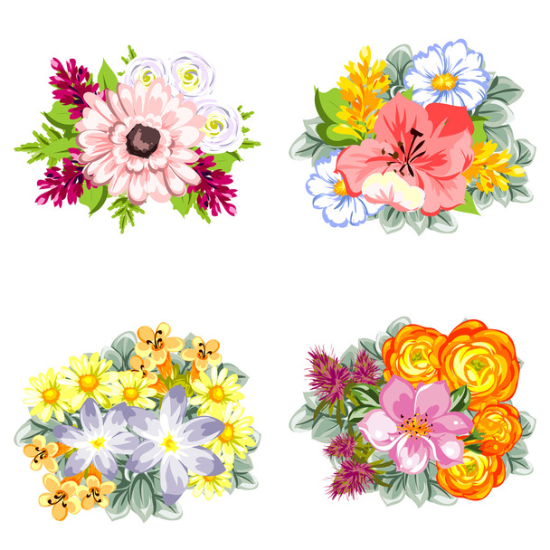 Flower bouquets set - Вектор, зображення