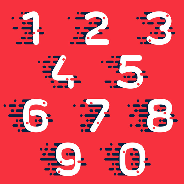 Logotipos de conjuntos de números con líneas de velocidad rápida
. - Vector, imagen