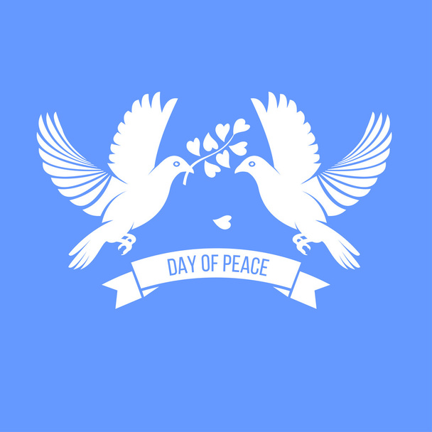Dove of peace. International day of peace. Vector logo of a whit - Vector, Image