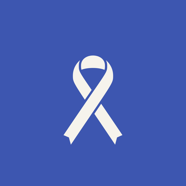Cancer Ribbon Icon. Flat Style Awareness Symbol or Sign. Soft Shadows. Blue Background - Vector, Image