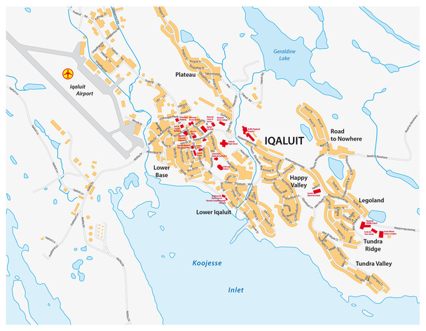 Übersichtskarte von iqaluit nunavut territory, Kanada - Vektor, Bild