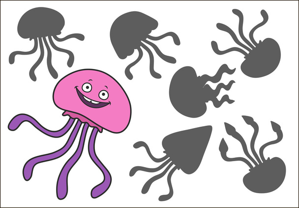 Cute jellyfish cartoon - Wektor, obraz