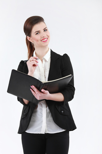 Portrait of smiling business woman, isolated on white background - Zdjęcie, obraz