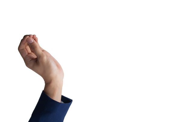 Businessman's hand on pinching or throwing something in the air - Фото, зображення