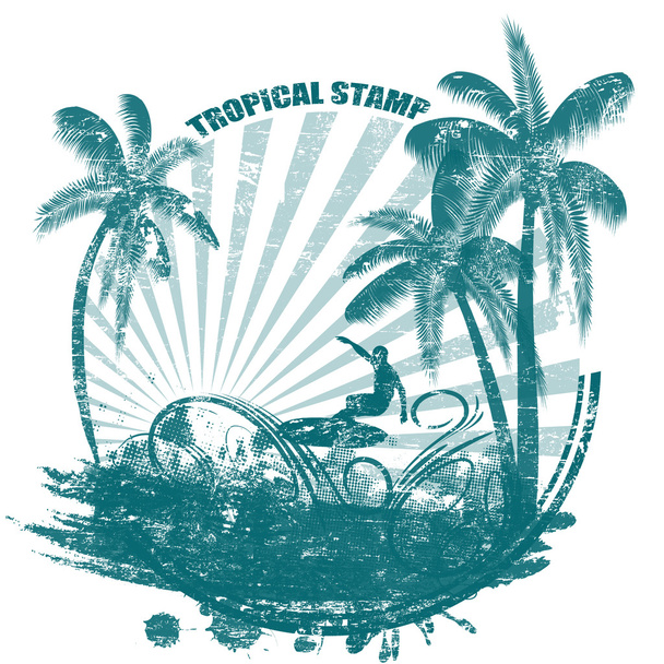 trópusi bélyegző - Vektor, kép