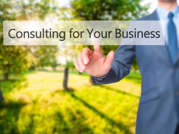 Consultoria para o seu negócio - Botão de toque mão empresário em
 - Foto, Imagem