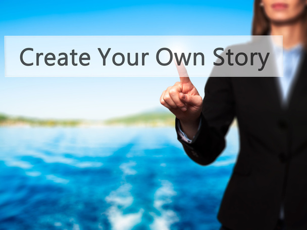 Erstellen Sie Ihre eigene Geschichte - erfolgreiche Geschäftsfrau nutzt i - Foto, Bild