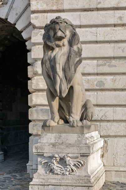 Statue du lion dans le palais royal du château de Buda. Budapest, Hongrie
. - Photo, image