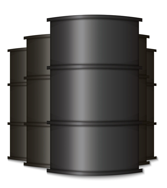 Barriles de petróleo negro de metal
 - Vector, Imagen