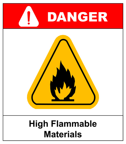 Panneau d'alarme incendie en triangle jaune. Matériaux hautement inflammables
 - Vecteur, image