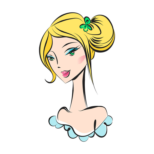 head glamorous girl cartoon - Vetor, Imagem