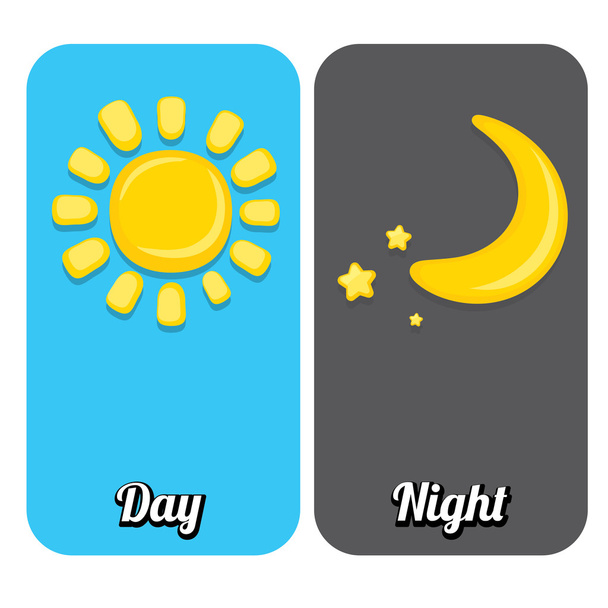 Sun and moon in sky, day and night. Vector - Vector, afbeelding