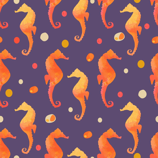 Seamless pattern with seahorses. - Wektor, obraz