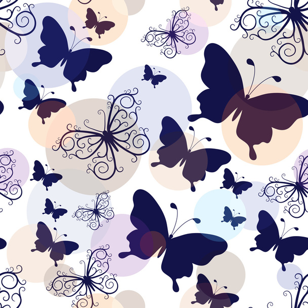Padrão sem costura com borboletas gráficas vintage
  - Vetor, Imagem
