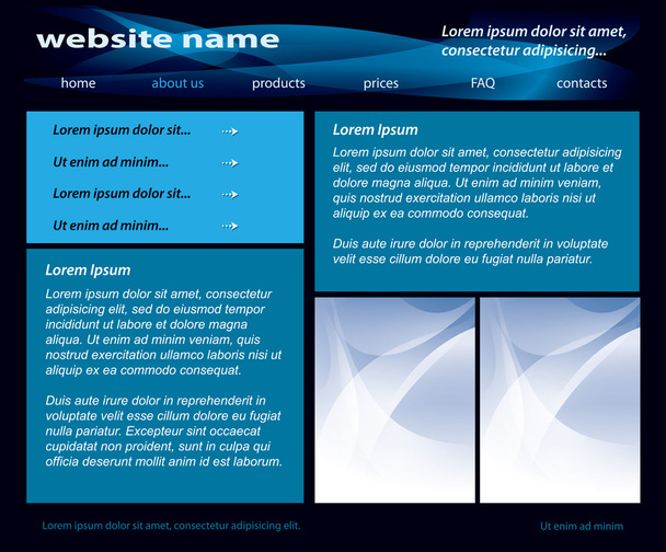 Vector dark template - website with abstract header - Vector, Image