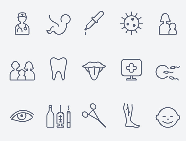 Conjunto de 15 ícones médicos e de cuidados de saúde
. - Vetor, Imagem