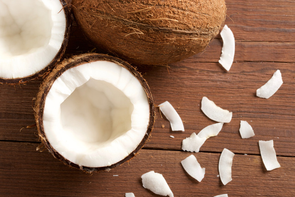 coconut on wooden background - Foto, Imagem