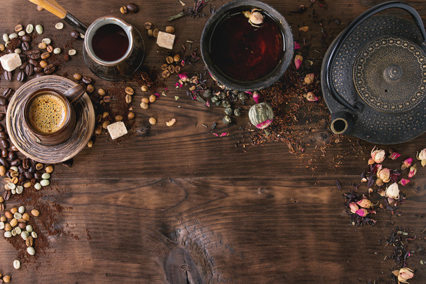 Assortment of tea and coffee as background - Fotoğraf, Görsel