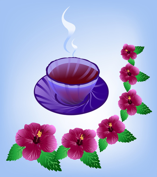 Tea from the hibiscus flowers - Διάνυσμα, εικόνα