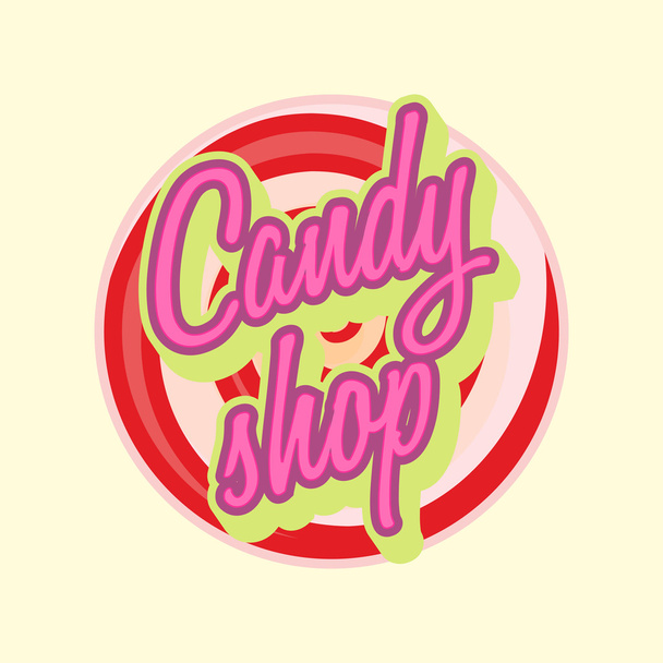 Vector sweet candy shop logo or label design with lollipop. - Вектор, зображення