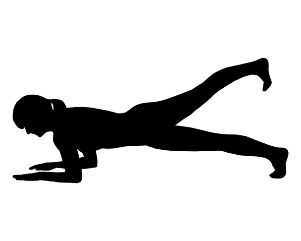 Silhouette of woman doing exercises - Vector, Image