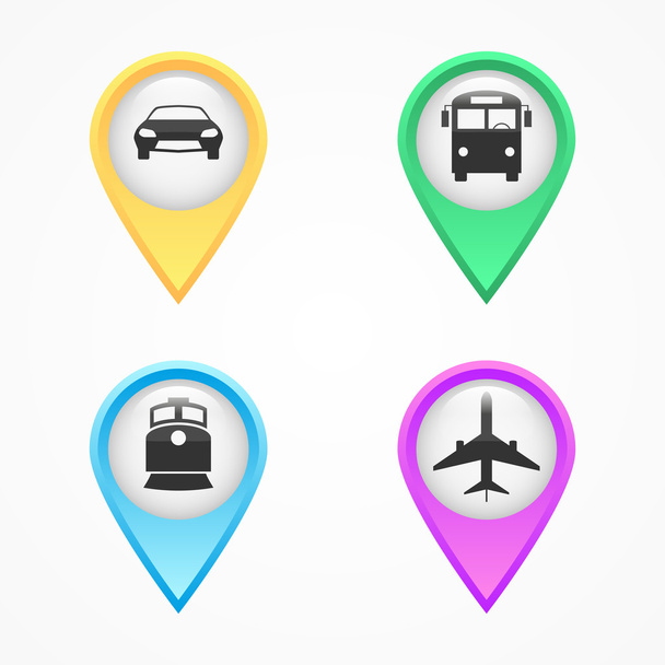 Set of transportation pointers icon - Vector, Image