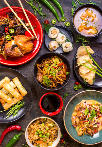 Zestaw różne chińskie jedzenie - Zdjęcie, obraz