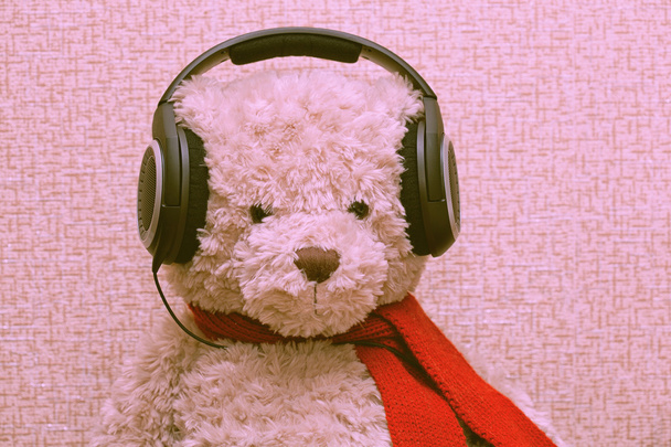 Teddy bear music headphones - Photo, Image