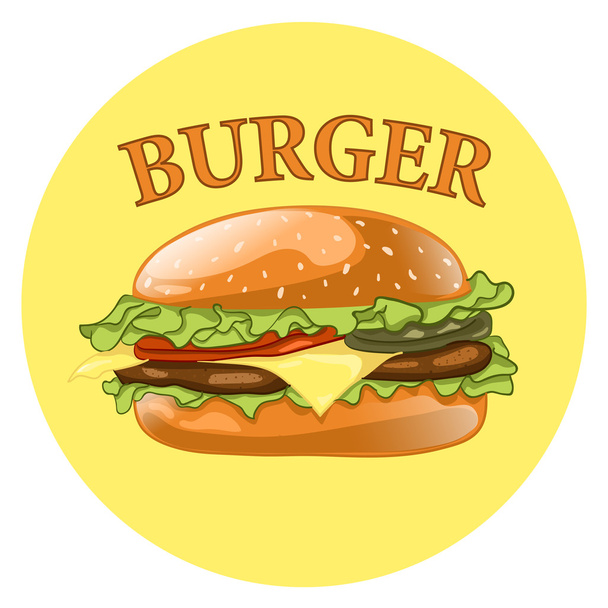 Burger. Cheeseburger vector illustration. Hamburger icon. Fast food concept.  - Вектор, зображення