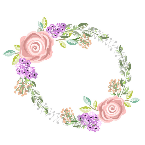 Wreath with beautiful flowers. - Vector, Image
