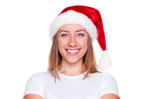 bella donna in cappello di Babbo Natale - Foto, immagini