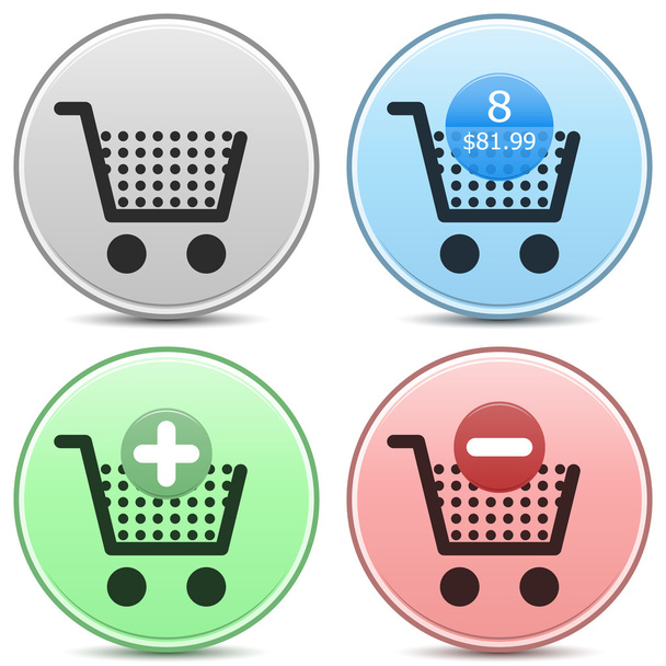 Shopping Cart Icon Button Set - Vector, Image