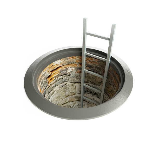 Open manhole with a ladder inside - Photo, Image